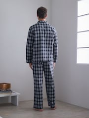 Navy Blue Long Sleeve Check Button Through Pyjamas Set - Image 4 of 7