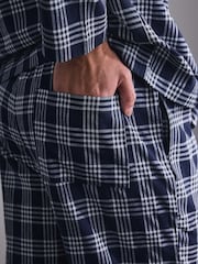 Navy Blue Long Sleeve Check Button Through Pyjamas Set - Image 5 of 7