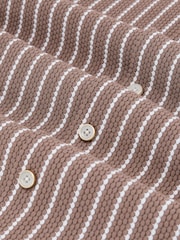 Reiss Brown/Ecru Percy Textured-Stripe Cuban-Collar Shirt Cotton-Blend - Image 7 of 7
