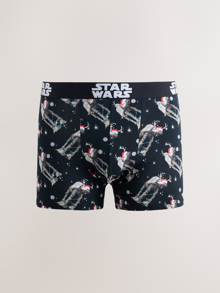 Black Star Wars Novelty Christmas Cotton Rich Boxers - Image 1 of 5 Black Star Wars Novelty Christmas Cotton Rich Boxers - Image 1 of 5