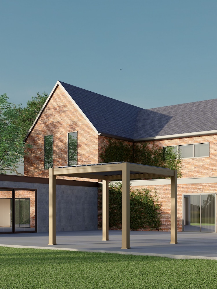 CELTIC LEISURE Wood Effect Natural Saturn Aluminium Frame Pergola - Image 1 of 4