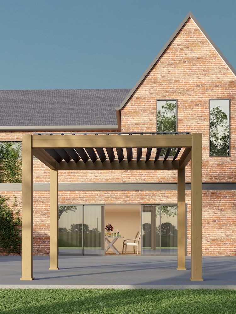 CELTIC LEISURE Wood Effect Natural Saturn Aluminium Frame Pergola - Image 4 of 4