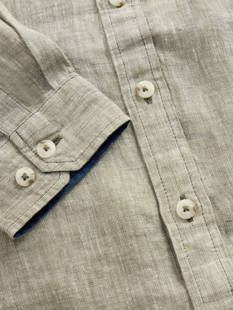 White Stuff Green Keswick Long Sleeve Linen Shirt - Image 2 of 2