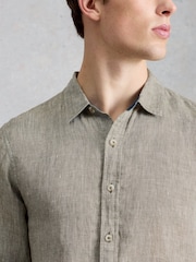 White Stuff Green Keswick Long Sleeve Linen Shirt - Image 4 of 6