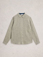 White Stuff Green Keswick Long Sleeve Linen Shirt - Image 5 of 6