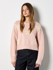 Apricot Pink Crochet Daisies Boxy Jumper - Image 2 of 5