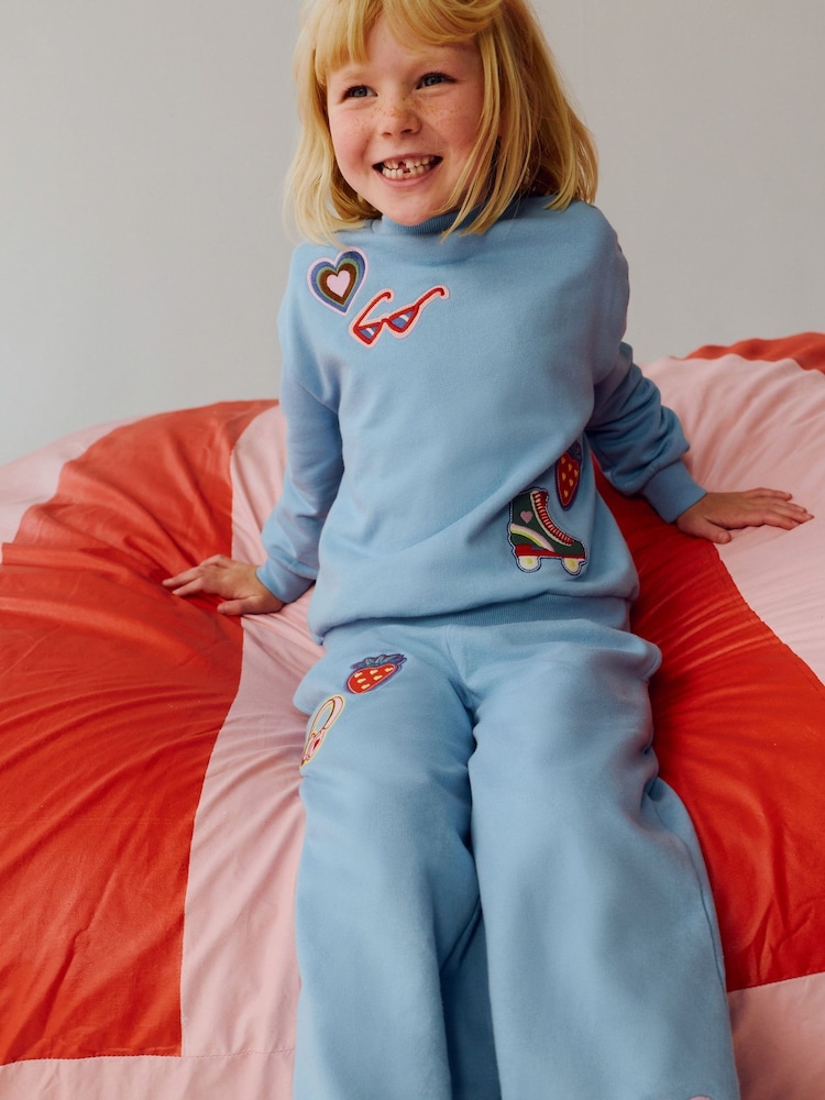 Boden Blue Bobbie Appliqué Joggers - Image 1 of 4 Boden Blue Bobbie Appliqué Joggers - Image 1 of 4