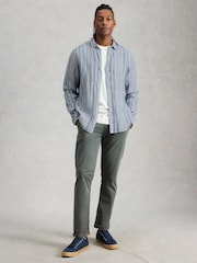 White Stuff Blue Keswick Long Sleeve Linen Shirt - Image 1 of 6