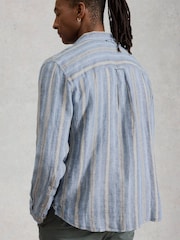 White Stuff Blue Keswick Long Sleeve Linen Shirt - Image 2 of 6