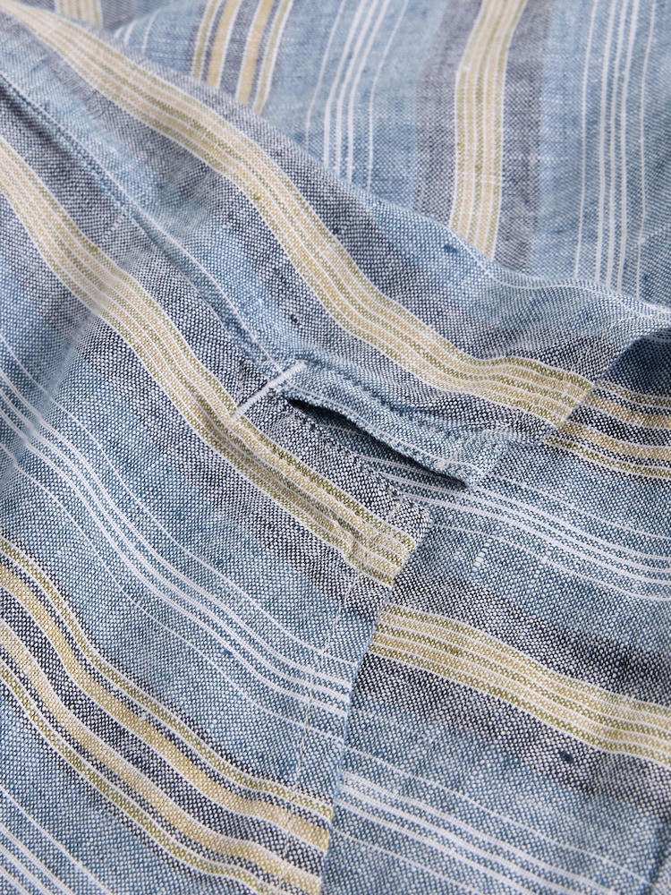 White Stuff Blue Keswick Long Sleeve Linen Shirt - Image 6 of 6