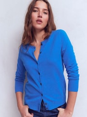 Boden Blue Emilia Cotton Crew Neck Cardigan - Image 1 of 5