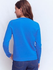 Boden Blue Emilia Cotton Crew Neck Cardigan - Image 3 of 5