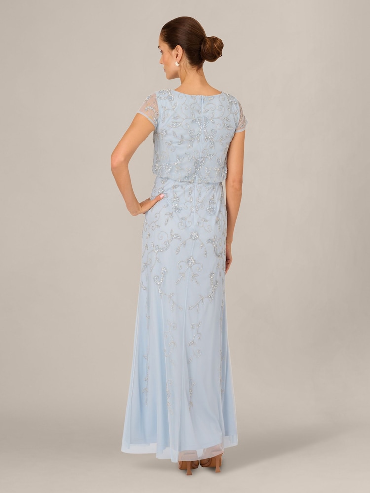 Adrianna Papell Blue Studio Beaded Blouson Long Dress - Image 2 of 6