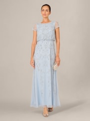 Adrianna Papell Blue Studio Beaded Blouson Long Dress - Image 4 of 6