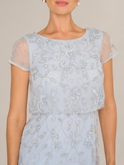 Adrianna Papell Blue Studio Beaded Blouson Long Dress - Image 5 of 6