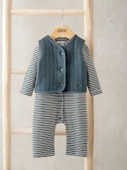 Mamas & Papas Quilted Jilet & amp; Zolaqlı Romper - 4şəkildən 1 şəkil