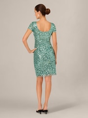Adrianna Papell Green Bead Mesh Sheath Dress - Image 2 of 6