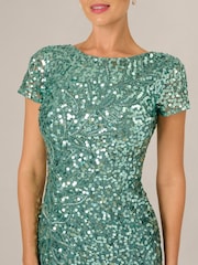 Adrianna Papell Green Bead Mesh Sheath Dress - Image 5 of 6