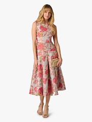 Adrianna Papell Pink Floral Jacquard Dress - Image 4 of 6