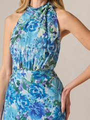 Adrianna Papell Blue Glazed Chiffon Gown - Image 4 of 6