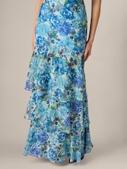 Adrianna Papell Blue Glazed Chiffon Gown - Image 5 of 6