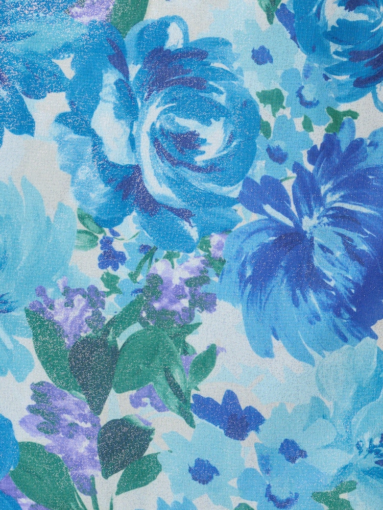 Adrianna Papell Blue Glazed Chiffon Gown - Image 6 of 6