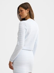 Forever New Blue Isla Check Knitted Cardigan - Image 2 of 5