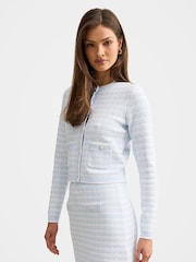 Forever New Blue Isla Check Knitted Cardigan - Image 3 of 5