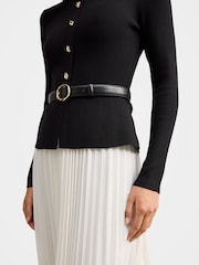 Forever New Black Louisa Woven Mix Knitted Dress - Image 3 of 4