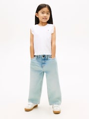 Tommy Hilfiger White Crossover Back Seersucker Sleeveless Top - Image 3 of 6