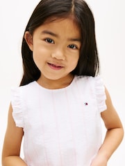 Tommy Hilfiger White Crossover Back Seersucker Sleeveless Top - Image 5 of 6