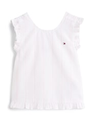 Tommy Hilfiger White Crossover Back Seersucker Sleeveless Top - Image 6 of 6