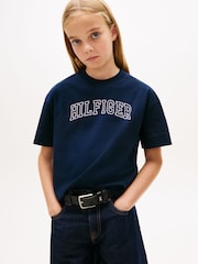 Tommy Hilfiger Blue Logo Jersey Crew Neck T-Shirt - Image 1 of 5