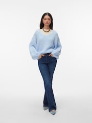 Albastru - VERO MODA Long Sleeve 2 Way V-Neck Jumper - Imaginea 2 din 5