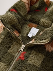 Green Check Charlie The Cockapoo Half Zip Borg Fleece - Image 7 of 8