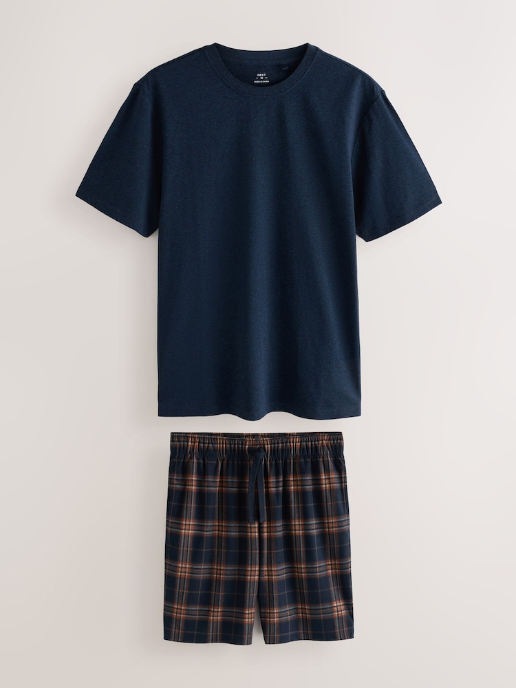 Navy Blue Cosy Short Sleeve Jersey Pyjamas Set - Image 1 of 5 Navy Blue Cosy Short Sleeve Jersey Pyjamas Set - Image 1 of 5