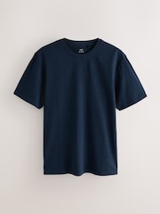 Navy Blue Cosy Short Sleeve Jersey Pyjamas Set - Image 2 of 5