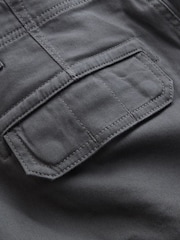 Grey Charcoal Baggy Fit Cotton Stretch Cargo Trousers - Image 10 of 11