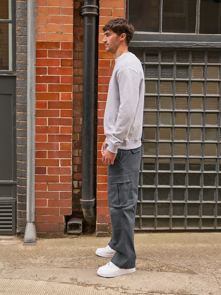 Grey Charcoal Baggy Fit Cotton Stretch Cargo Trousers - Image 2 of 11 Grey Charcoal Baggy Fit Cotton Stretch Cargo Trousers - Image 2 of 11
