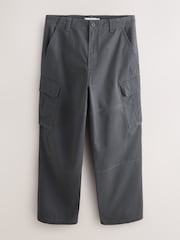Grey Charcoal Baggy Fit Cotton Stretch Cargo Trousers - Image 7 of 11