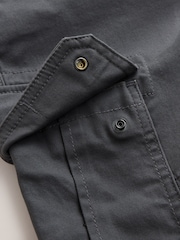 Grey Charcoal Baggy Fit Cotton Stretch Cargo Trousers - Image 9 of 11