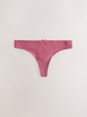 Berry Pink Thong Cotton Rich Knickers 5 Pack - Image 2 of 8