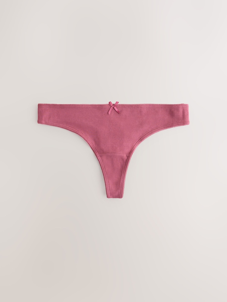 Berry Pink Thong Cotton Rich Knickers 5 Pack - Image 2 of 8 Berry Pink Thong Cotton Rich Knickers 5 Pack - Image 2 of 8