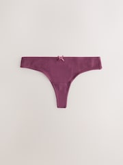 Berry Pink Thong Cotton Rich Knickers 5 Pack - Image 4 of 8