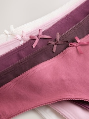 Berry Pink Thong Cotton Rich Knickers 5 Pack - Image 9 of 10