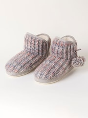 FatFace Sara Grey Knit Slipper Boots - Image 2 of 3