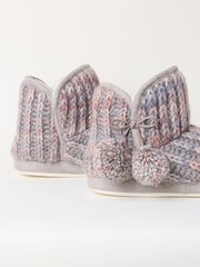 FatFace Sara Grey Knit Slipper Boots - Image 3 of 3
