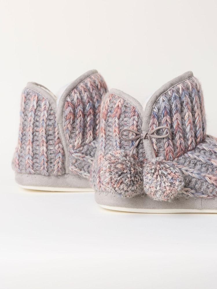 FatFace Sara Grey Knit Slipper Boots - Image 3 of 3 FatFace Sara Grey Knit Slipper Boots - Image 3 of 3