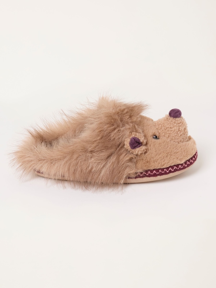 FatFace Novelty Brown Hedgehog Mule Slipper - Image 2 of 3 FatFace Novelty Brown Hedgehog Mule Slipper - Image 2 of 3