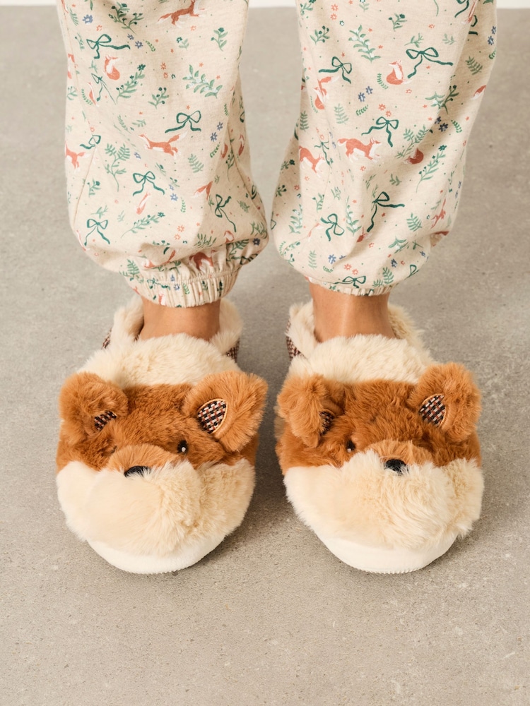 FatFace Novelty Orange Fox Mule Slippers - Image 1 of 5 FatFace Novelty Orange Fox Mule Slippers - Image 1 of 5